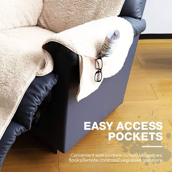 Comfortabele hoes voor fauteuil van polyfleece uit één stuk met zakken - Image 4