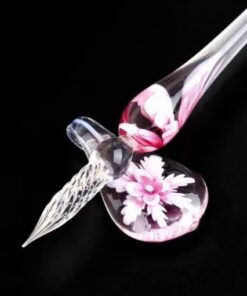 Glazen kalligrafiepennenset met inkt en pensteun